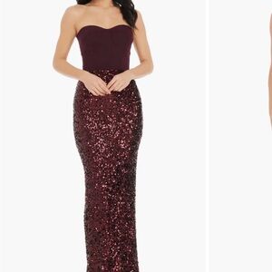 Red Strapless Sequin Prom Gown